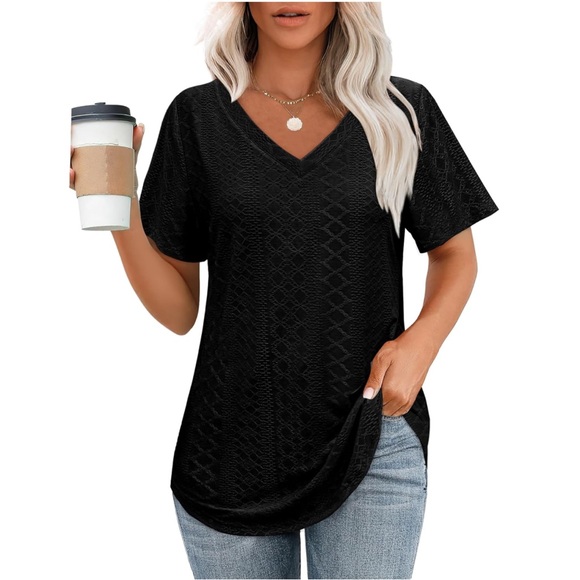 Tops - Black V-Neck Women's Top
